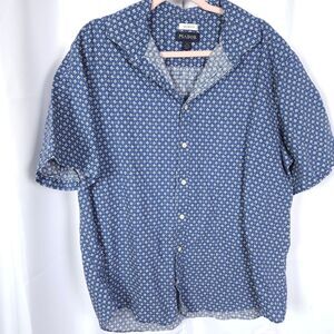 Jos A Bank Mens XL Blue Linen Cotton Tailored Fit Button Down Shirt